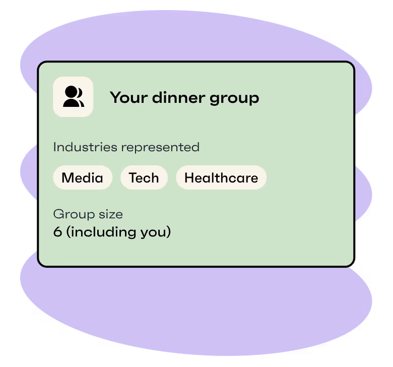 Dinner group confirmation card